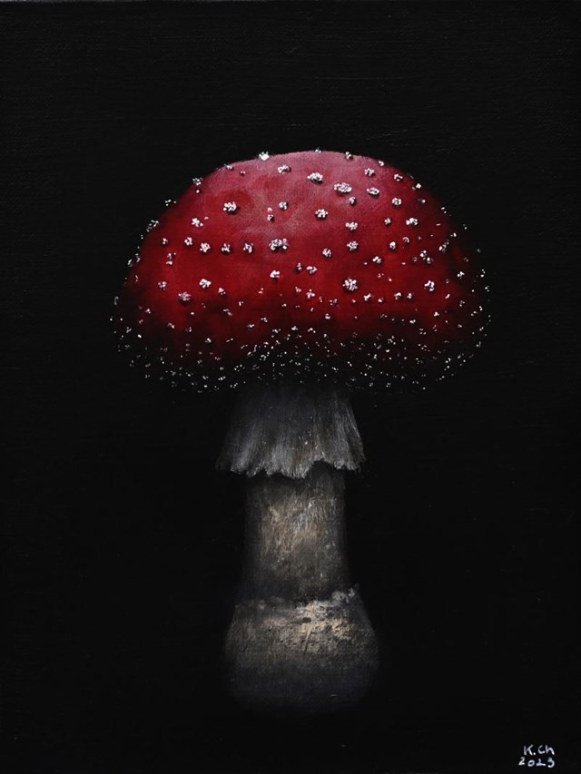 Living room painting by Klaudia Choma titled Amanita muscaria