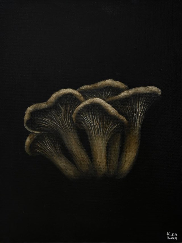 Living room painting by Klaudia Choma titled Cantharellus cinereus