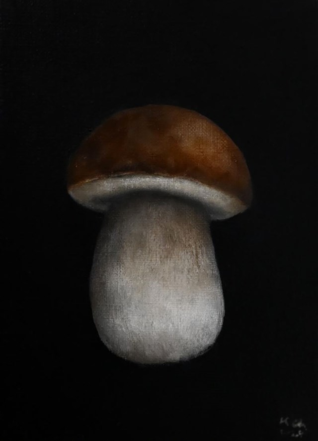 Living room painting by Klaudia Choma titled Boletus edulis II