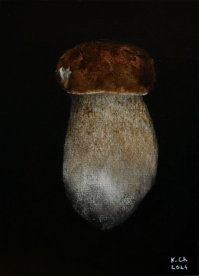 Living room painting by Klaudia Choma titled Boletus edulis III