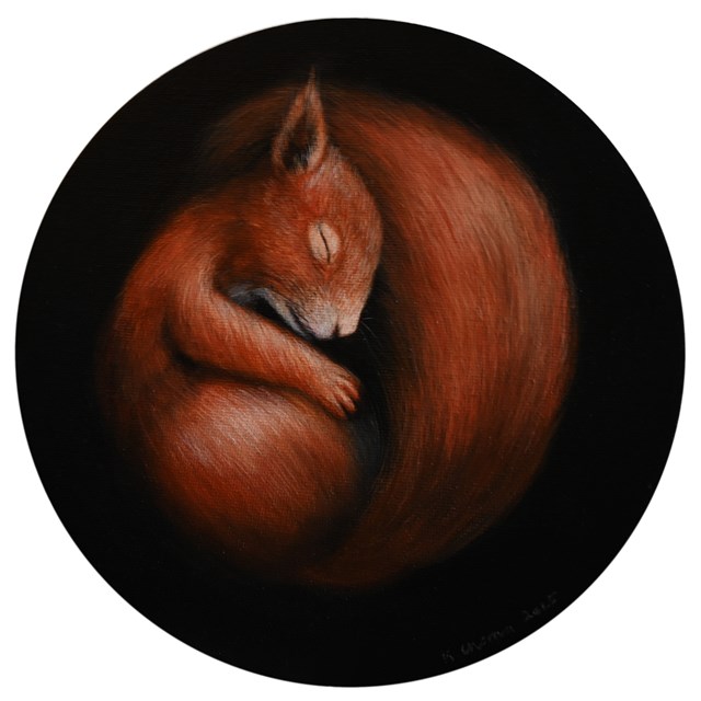 Living room painting by Klaudia Choma titled Squirrel