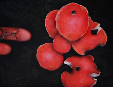 Obraz do salonu artysty Klaudia Choma pod tytułem TRUJĄCE GRZYBY ZA WSZELKĄ CENĘ CHCĄ BYĆ ZEBRANE III 