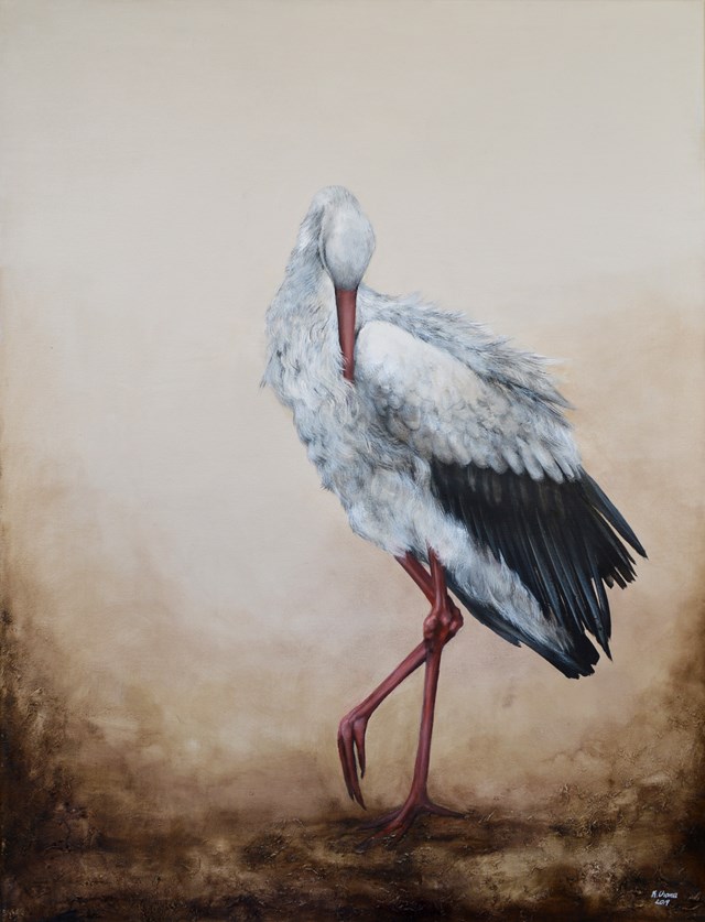 Living room painting by Klaudia Choma titled Stork
