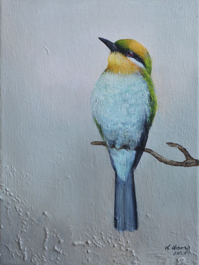 Living room painting by Klaudia Choma titled Bee-eater