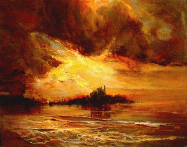 Obraz do salonu artysty Barbara Heier pod tytułem Port zachodzącego słońca