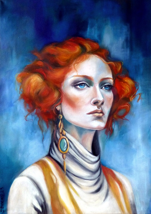 Living room painting by Joanna Buszko titled Mary, Queen of Scots