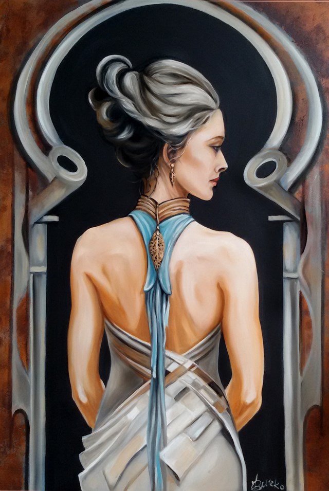 Living room painting by Joanna Buszko titled Locke&Key