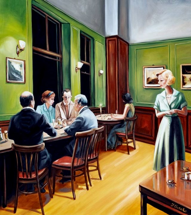 Living room painting by Joanna Buszko titled Old Souls in a New World