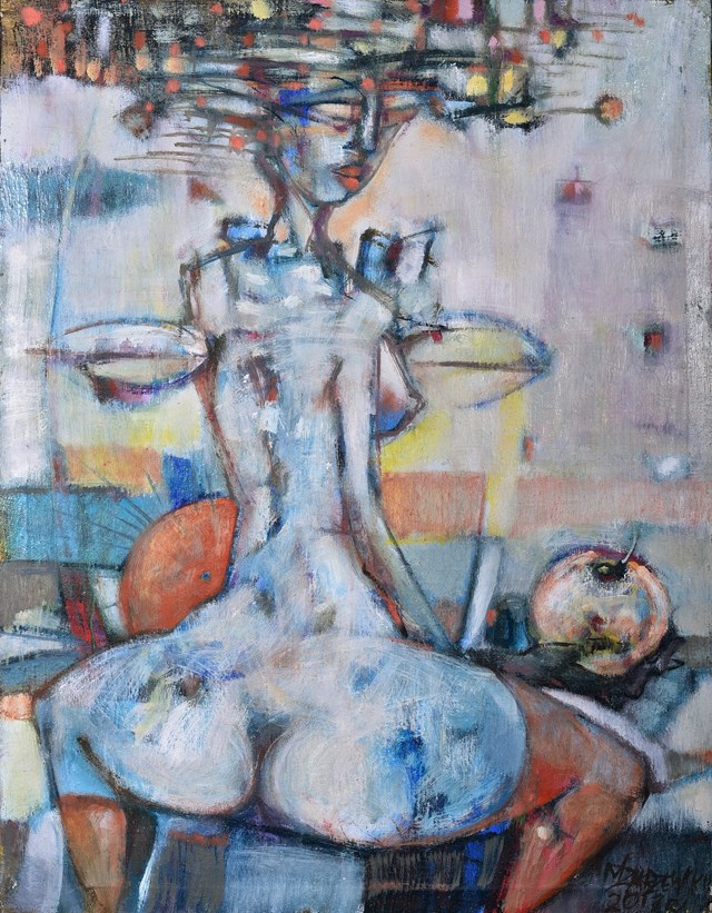 Obraz do salonu artysty Mirosław Zakrzewski pod tytułem Kobieta z jabłkiem