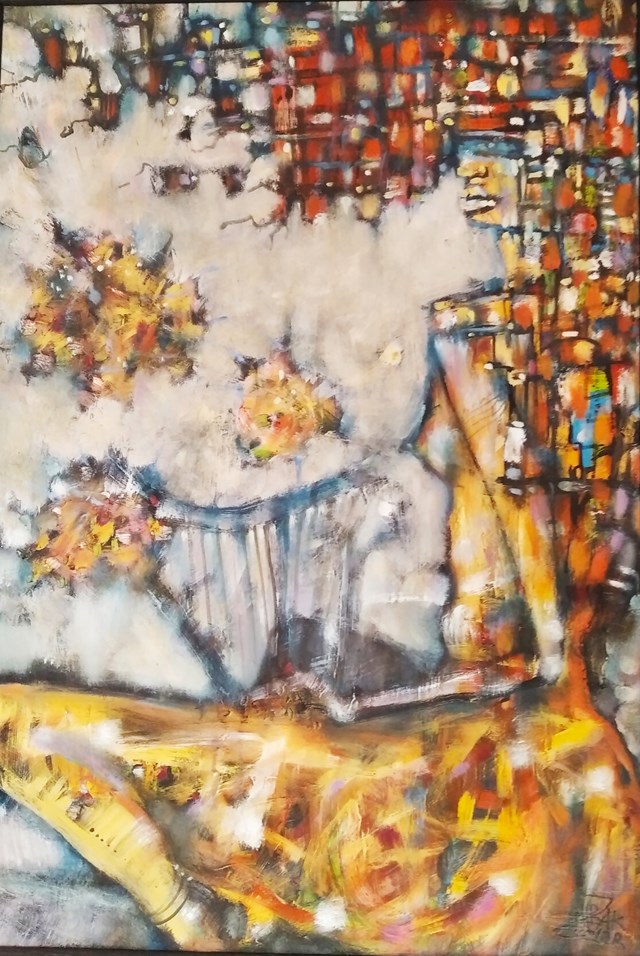 Obraz do salonu artysty Mirosław Zakrzewski pod tytułem Kobieta z lirą