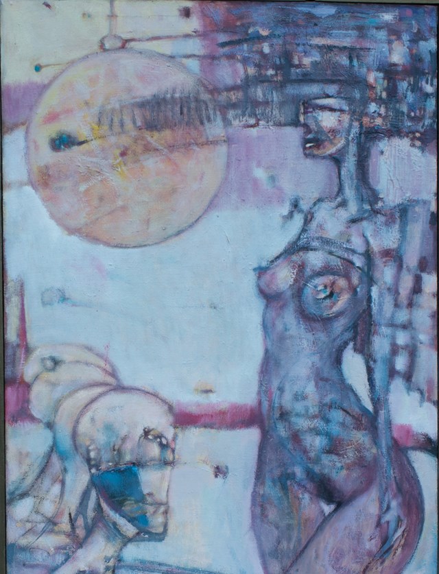 Obraz do salonu artysty Mirosław Zakrzewski pod tytułem Rozmowa z kosmitami I