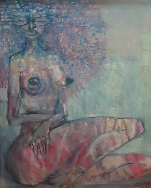 Obraz do salonu artysty Mirosław Zakrzewski pod tytułem Kobieta z ptaszkiem