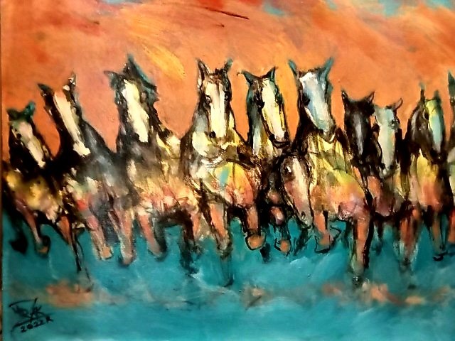 Obraz do salonu artysty Mirosław Zakrzewski pod tytułem Konie w galopie