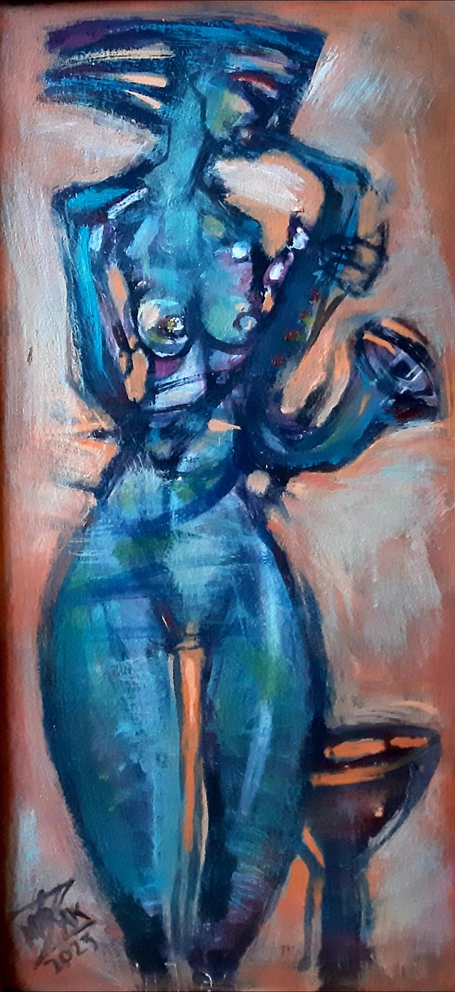 Obraz do salonu artysty Mirosław Zakrzewski pod tytułem Kobieta z saksofonem