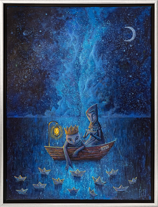 Living room painting by Roch Urbaniak titled Gradlon - The Last King of Ys