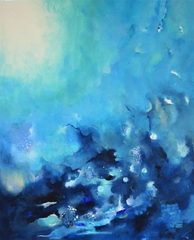 Living room painting by Alicja Wysocka titled Niebieska symfonia