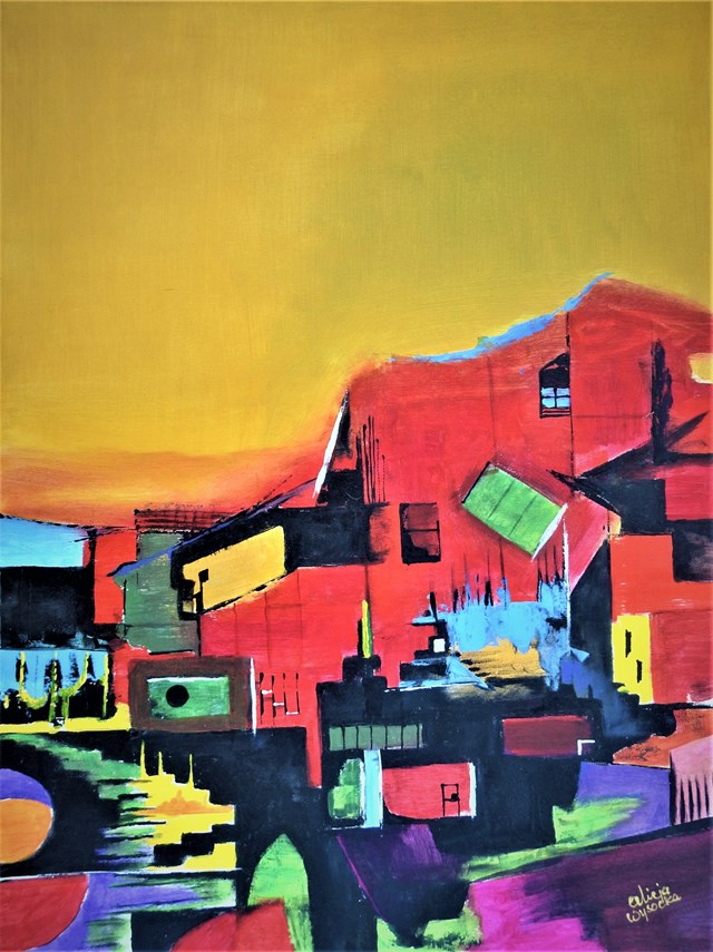 Obraz do salonu artysty Alicja Wysocka pod tytułem Czerwone miasteczko