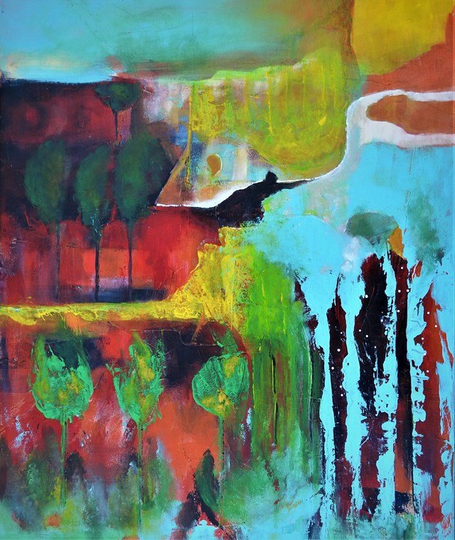 Obraz do salonu artysty Alicja Wysocka pod tytułem Krajobraz z drzewami