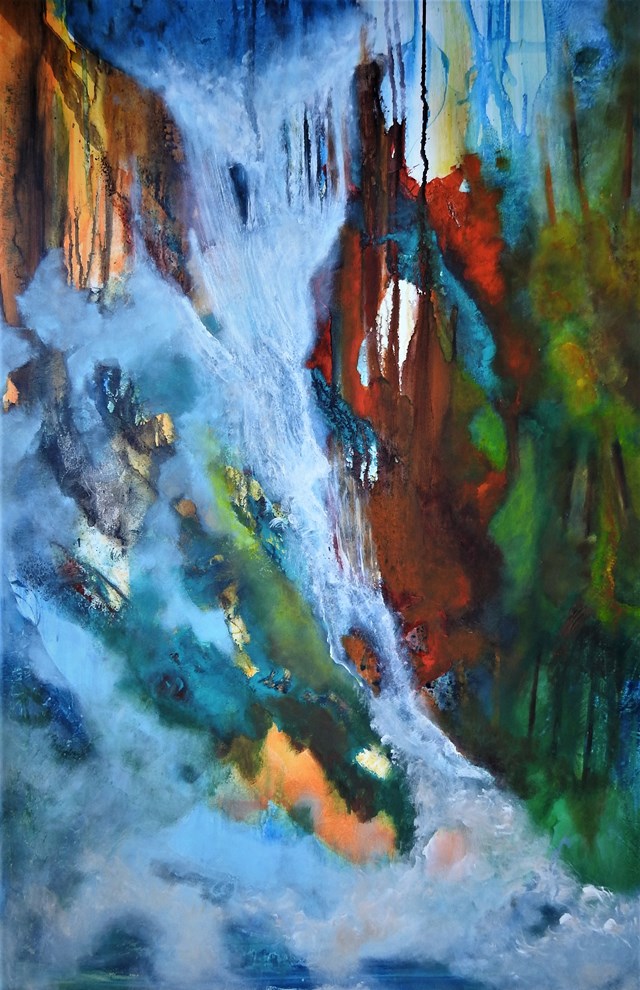 Obraz do salonu artysty Alicja Wysocka pod tytułem Pejzaż z wodospadem