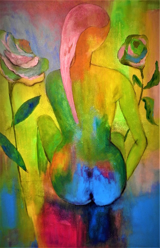 Obraz do salonu artysty Alicja Wysocka pod tytułem Dziewczyna wśród kwiatów