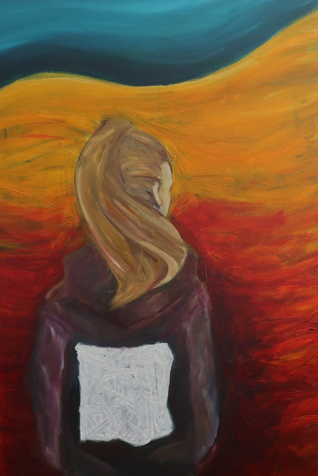 Living room painting by Krzysztof Bucior titled Przed siebie