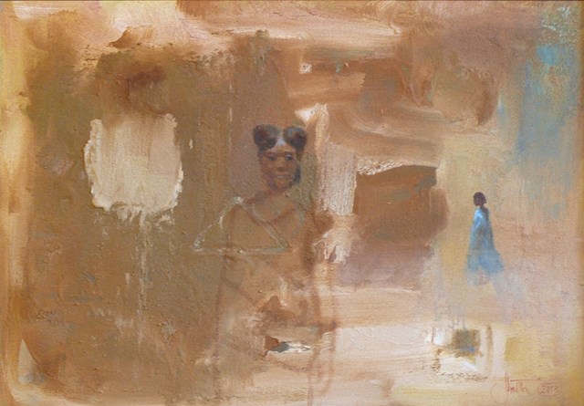 Living room painting by Michał Smółka titled African motive 