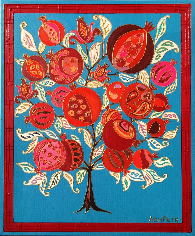 Living room painting by Ashot Petrosyan titled Pomegranate Tree
