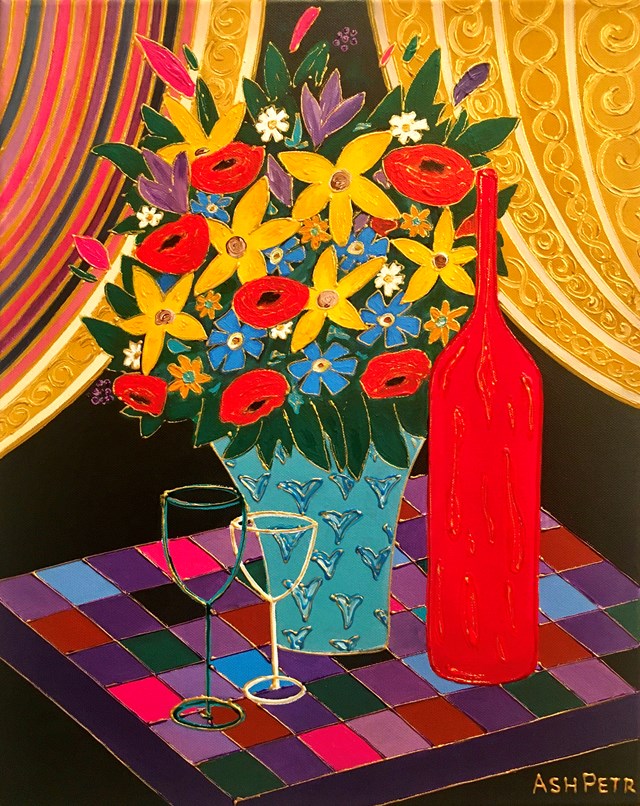 Living room painting by Ashot Petrosyan titled Holiday bouquet