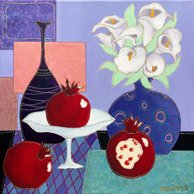 Living room painting by Ashot Petrosyan titled Still life with pomegranate
