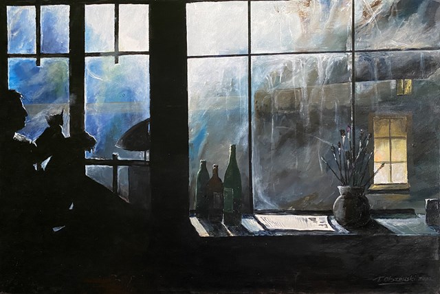 Living room painting by Tomasz Olszewski titled Z życia artysty
