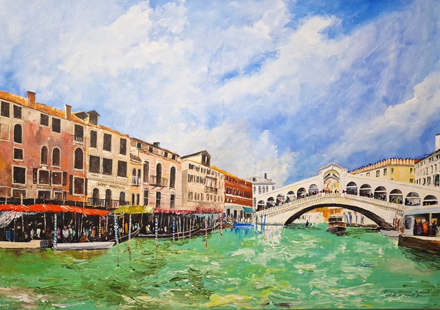 Living room painting by Tomasz Olszewski titled Wenecja - Ponte di Rialto