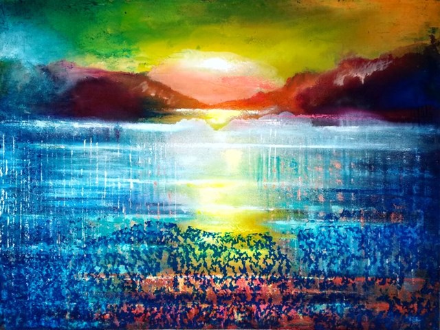 Living room painting by Włodzimierz Draczyński titled Morning light