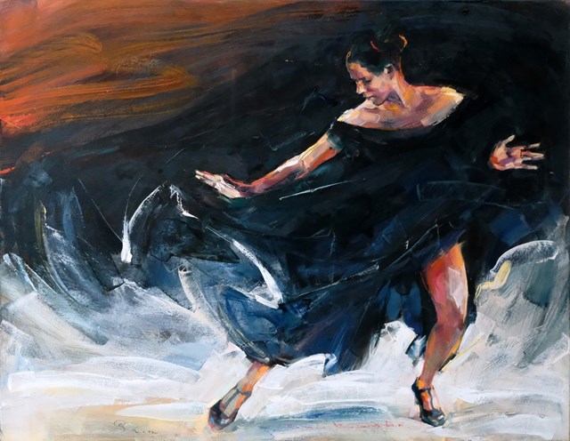Living room painting by Renata Brzozowska titled Flamenco