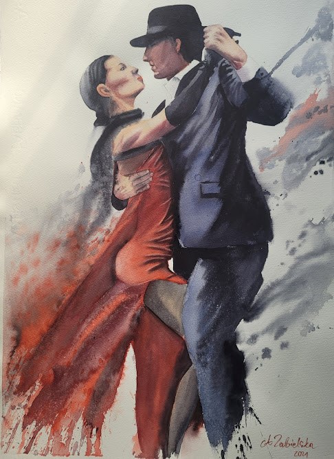 Living room painting by Anna Zabielska titled Tango