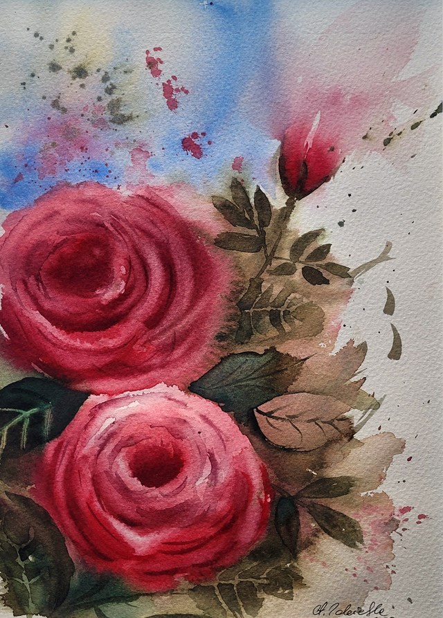 Living room painting by Anna Zabielska titled Roses