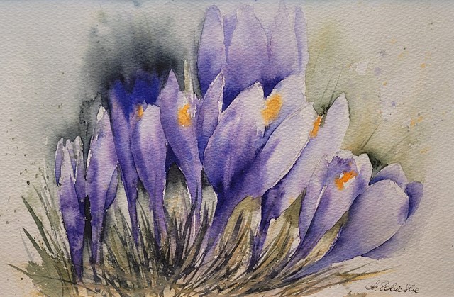 Living room painting by Anna Zabielska titled Crocuses