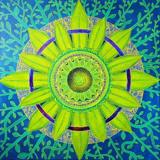 Living room painting by Luiza Poreda titled Eco Manifesto: Love Green