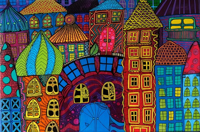 Obraz do salonu artysty Luiza Poreda pod tytułem Z serii Kolorowe Miasta