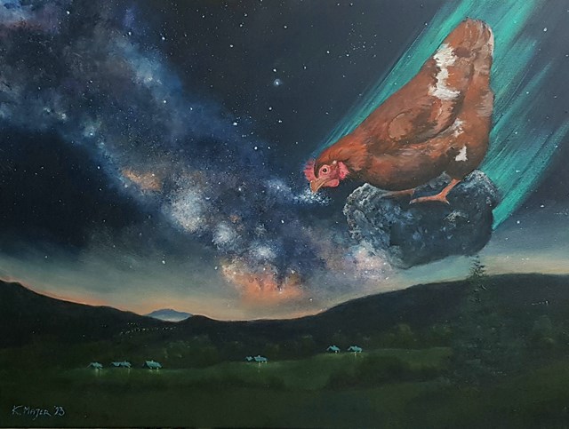 Obraz do salonu artysty Karolina Majer pod tytułem Astro bajki - kura