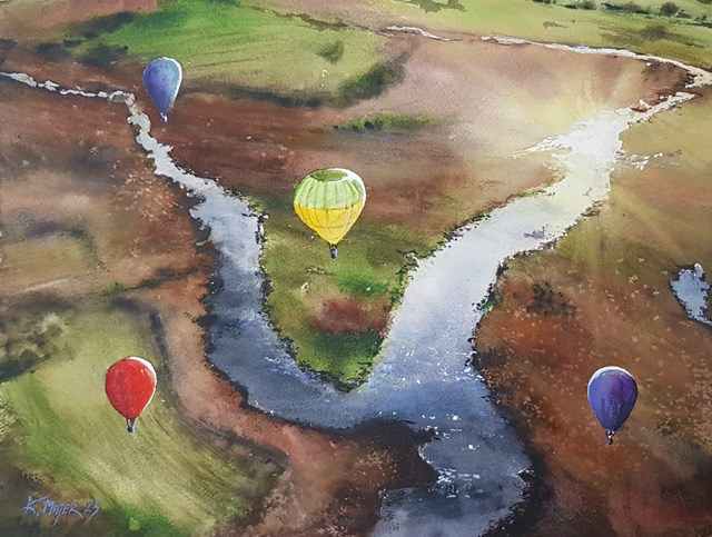 Obraz do salonu artysty Karolina Majer pod tytułem Balony w dolinie Narwii 
