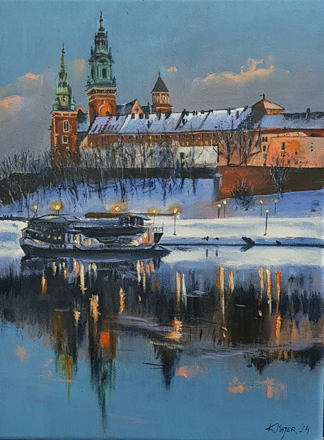 Obraz do salonu artysty Karolina Majer pod tytułem Wawel - zimowy Kraków 