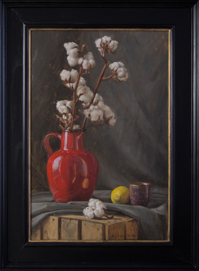 Living room painting by Klaudia Zielińska titled Still life with cotton balls