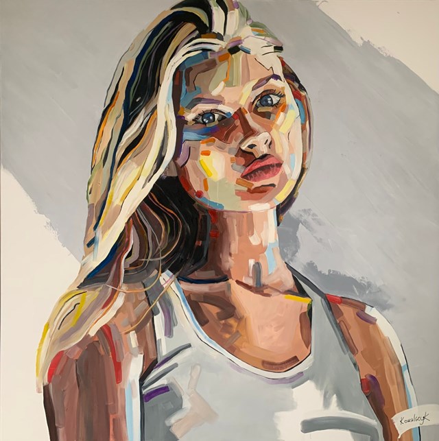 Living room painting by Błażej Kowalczyk titled Portret blond