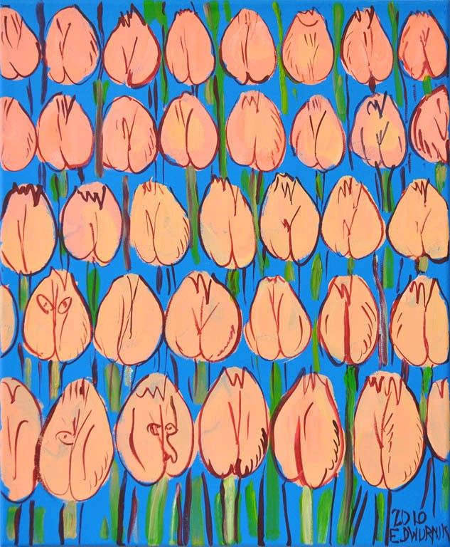 Obraz do salonu artysty Edward Dwurnik pod tytułem Różowe tulipany