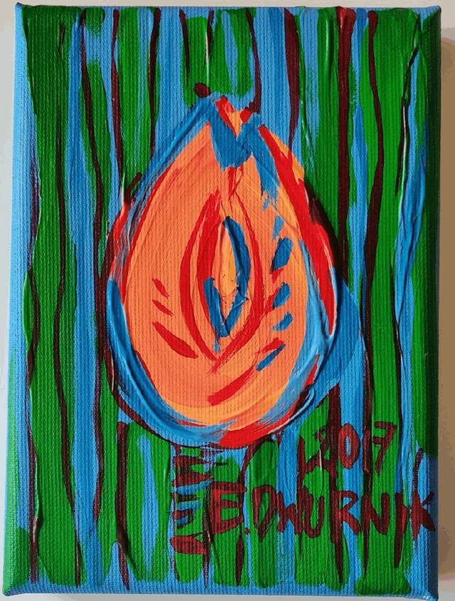 Living room painting by Edward Dwurnik titled Tulip III