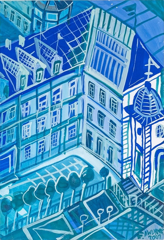 Living room painting by Edward Dwurnik titled Wroclaw