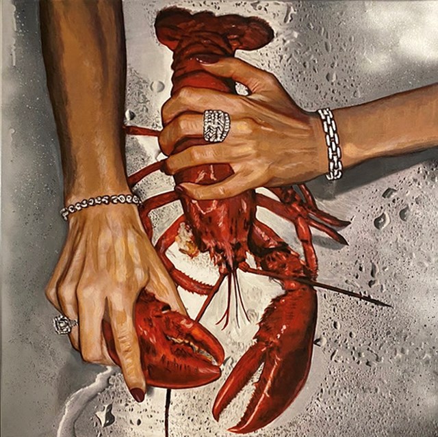 Living room painting by Luiza Zakrzewska titled Lobster
