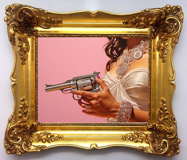 Grafika do salonu artysty Luiza Zakrzewska pod tytułem revolver