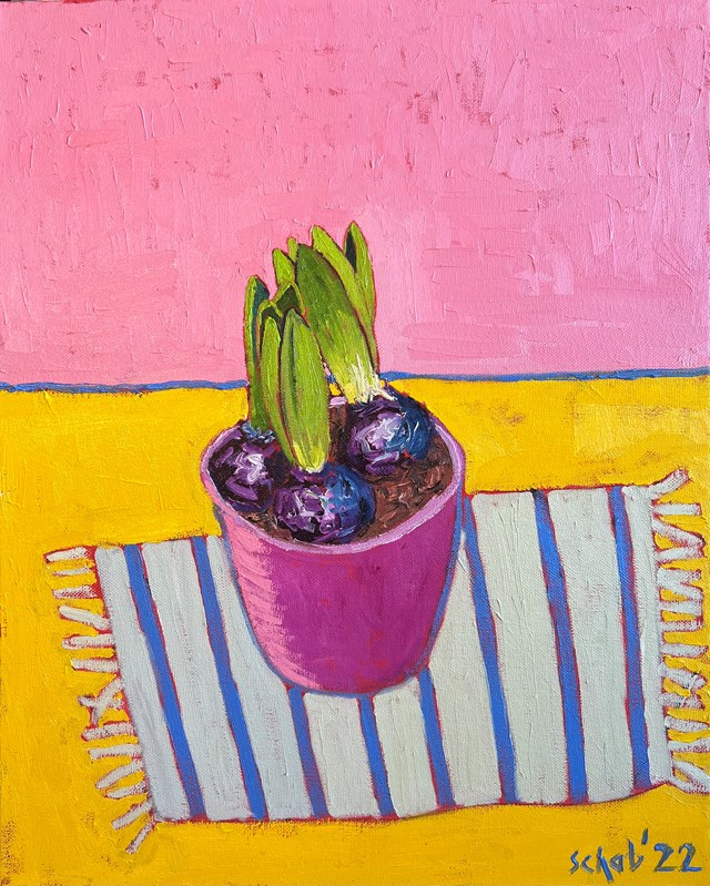 Living room painting by David Schab titled Hyacinth bulbs 