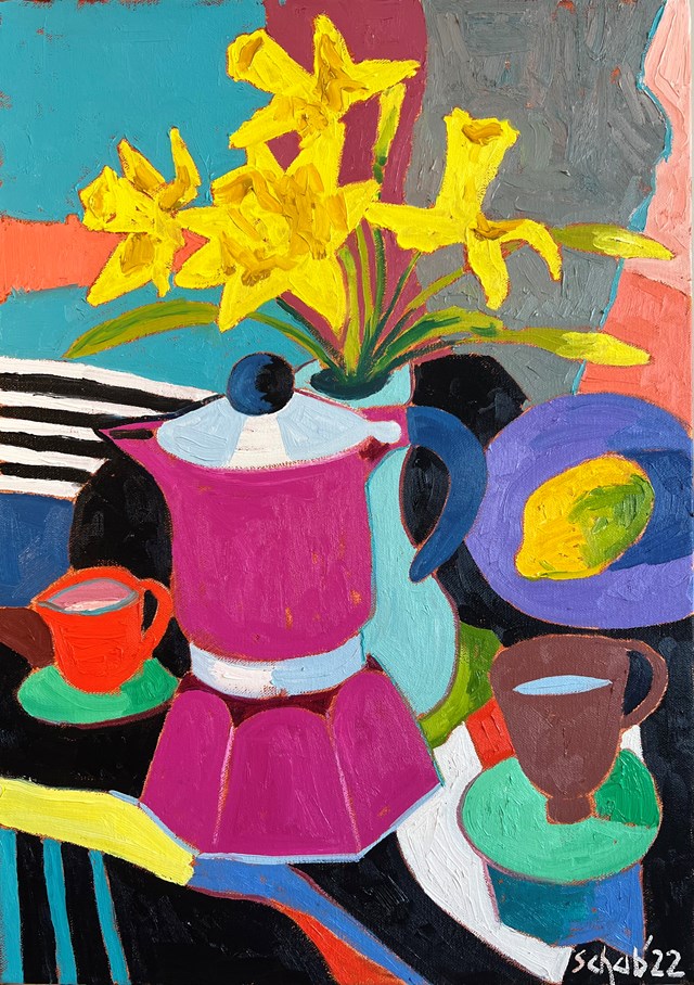 Obraz do salonu artysty David Schab pod tytułem Różowa kawiarka